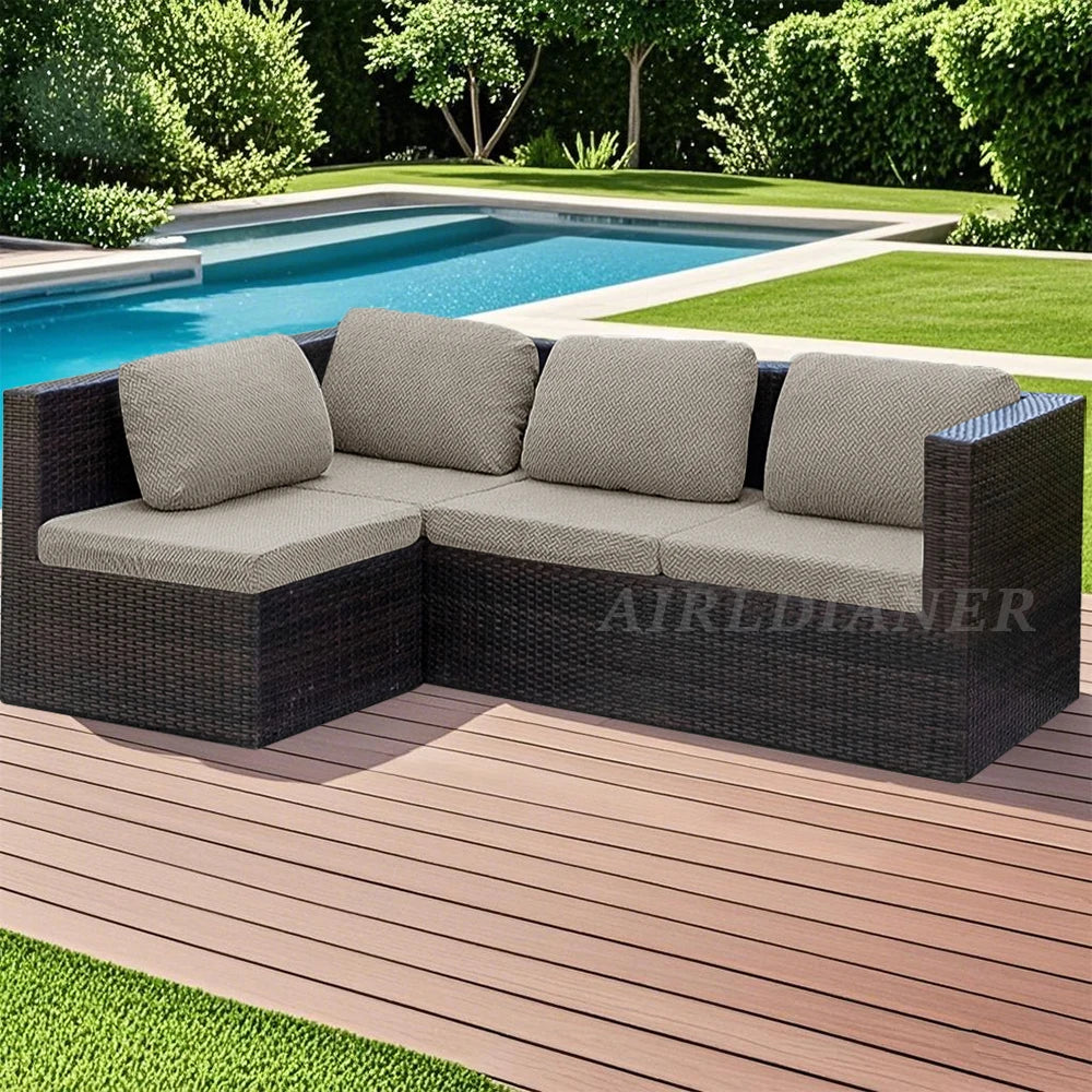 Sofa Decor Terrigal Patio Sofa Seat Cover lifestyle product image for weather resistant sofa cushion cover in the UK - Sand / Normal Size (L)-1pc