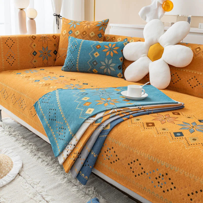 Sofa Decor Nordic Chenille Sofa Cover lifestyle product image for chenille sofa cover in the UK - N1 / 90x210cm 1pc