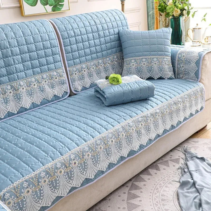 Sofa Decor Willow Brushed Sofa Seat Cover lifestyle product image for sofa cushion cover in the UK - dark greeb / 90x160cm 1pc