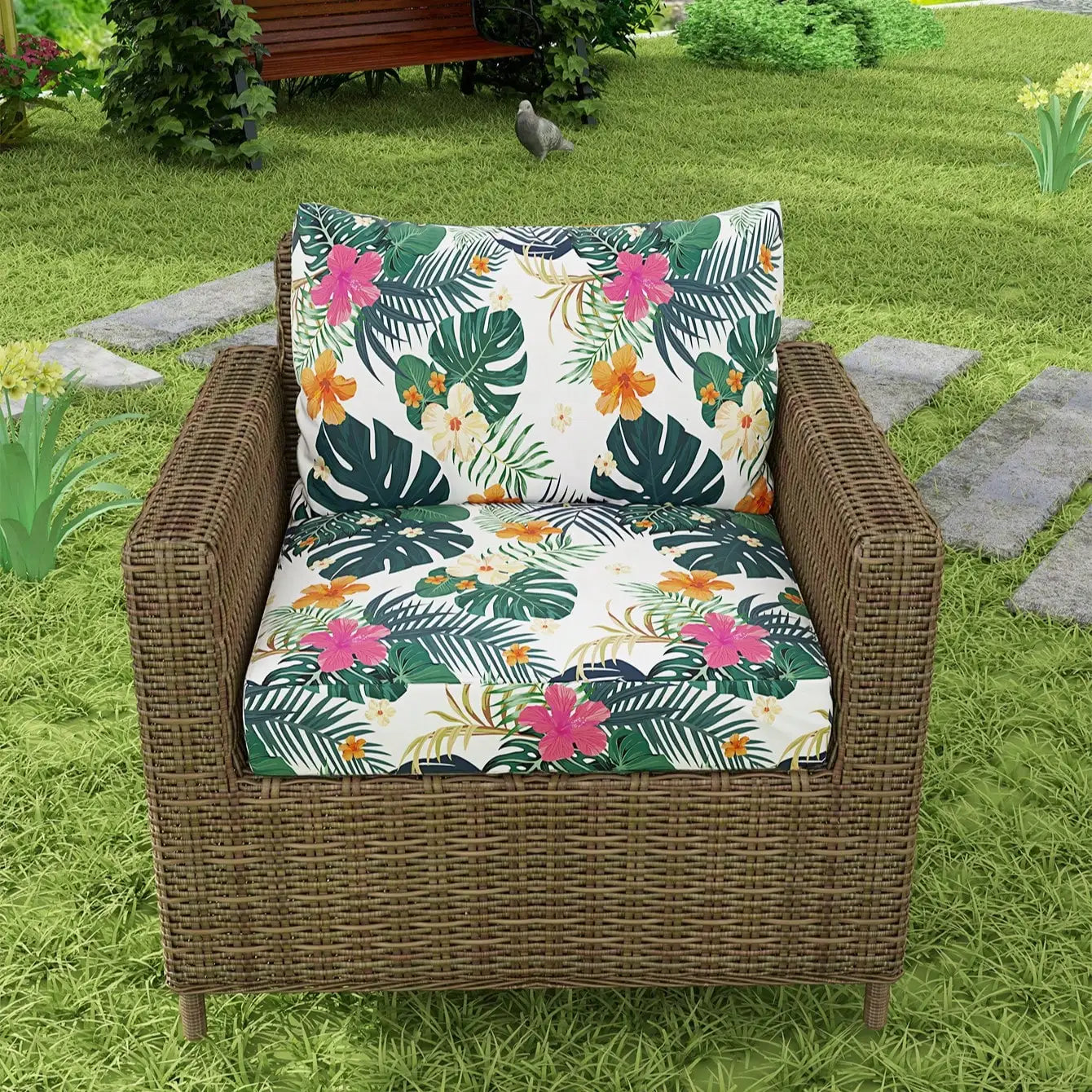 Sofa Decor Hibiscus Tropical Sofa Cushion Covers outdoor sofa cover in the UK - colour and texture view 3