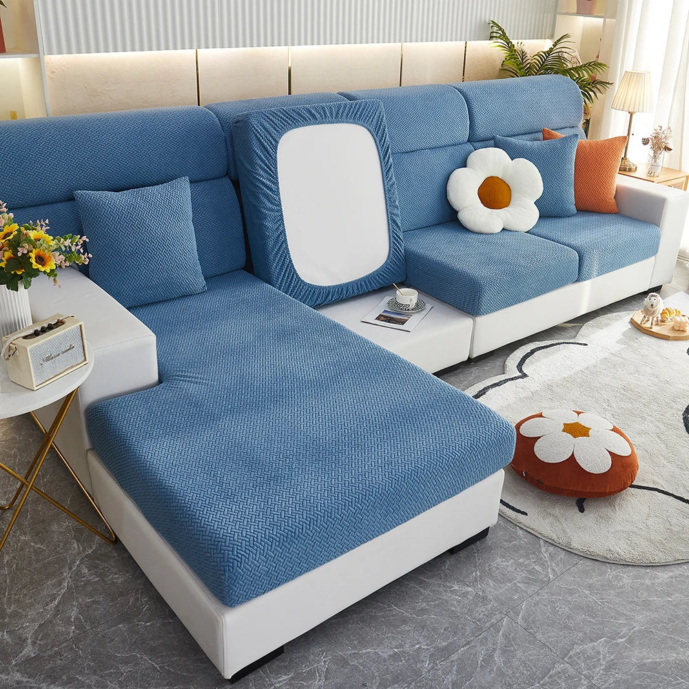 Sofa Decor Milan Twill Stretch Sofa Slipcover lifestyle product image for jacquard sofa slipcover in the UK - 09 colour, 1 size