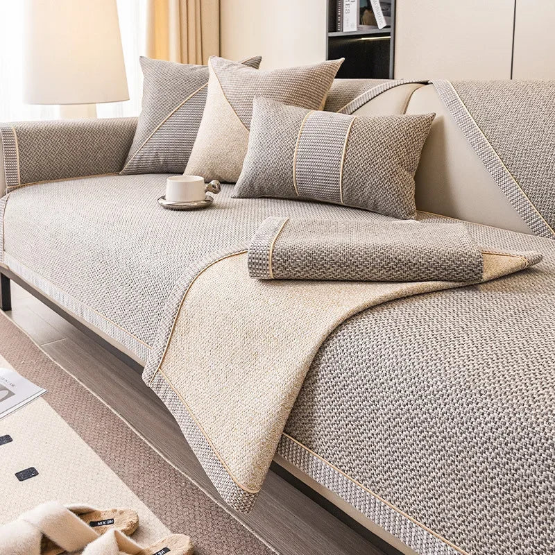Sofa Decor Haven Linen Look Sofa Cushion Cover lifestyle product image for water resistant sofa cushion cover in the UK - F / 90x90cm
