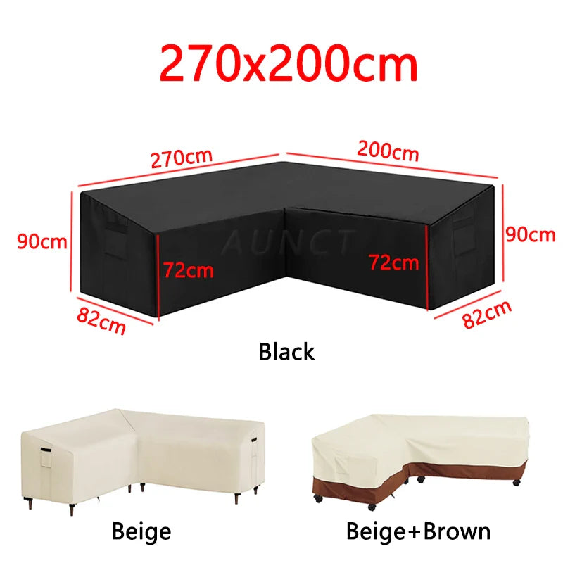 Sofa Decor Portsea L Shape Outdoor Sofa Cover lifestyle product image for water resistant outdoor sofa cover in the UK - 270x270cm / Beige-Brown