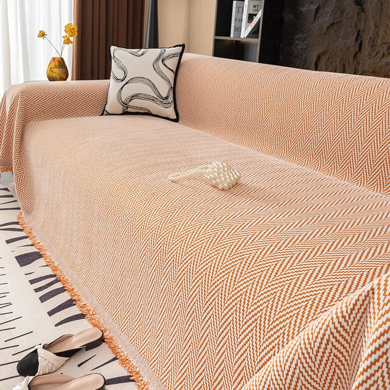 Sofa Decor Bergen Chenille Sofa Throw Cover lifestyle product image for chenille sofa throw cover in the UK - A1 Light grey color / 180x300cm 5XL