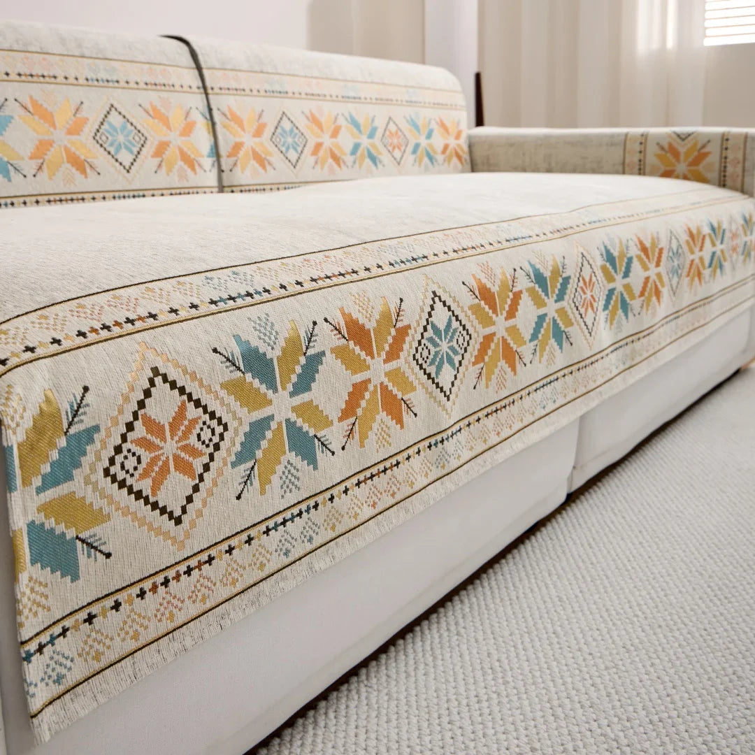 Sofa Decor Sorrento Jacquard Chenille Sofa Cover detail product image for chenille sofa cover in the UK - Green / 90x210cm