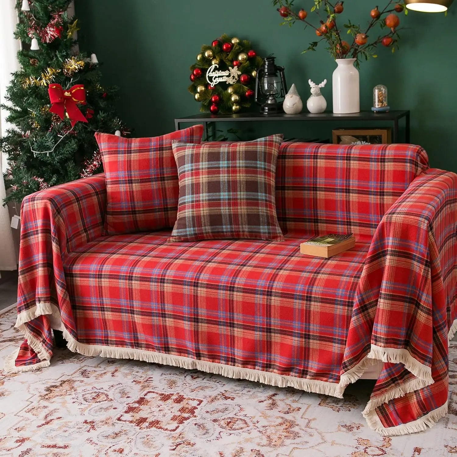 Sofa Decor Harper Plaid Sofa Cover stretch sofa cover in the UK - colour and texture view 2 - 180x140cm size