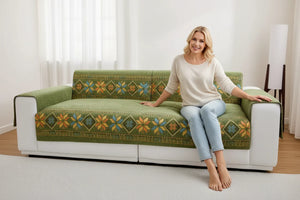 Sofa Decor Sorrento Jacquard Chenille Sofa Cover featured product image for chenille sofa cover in the UK - Green / 90x120cm