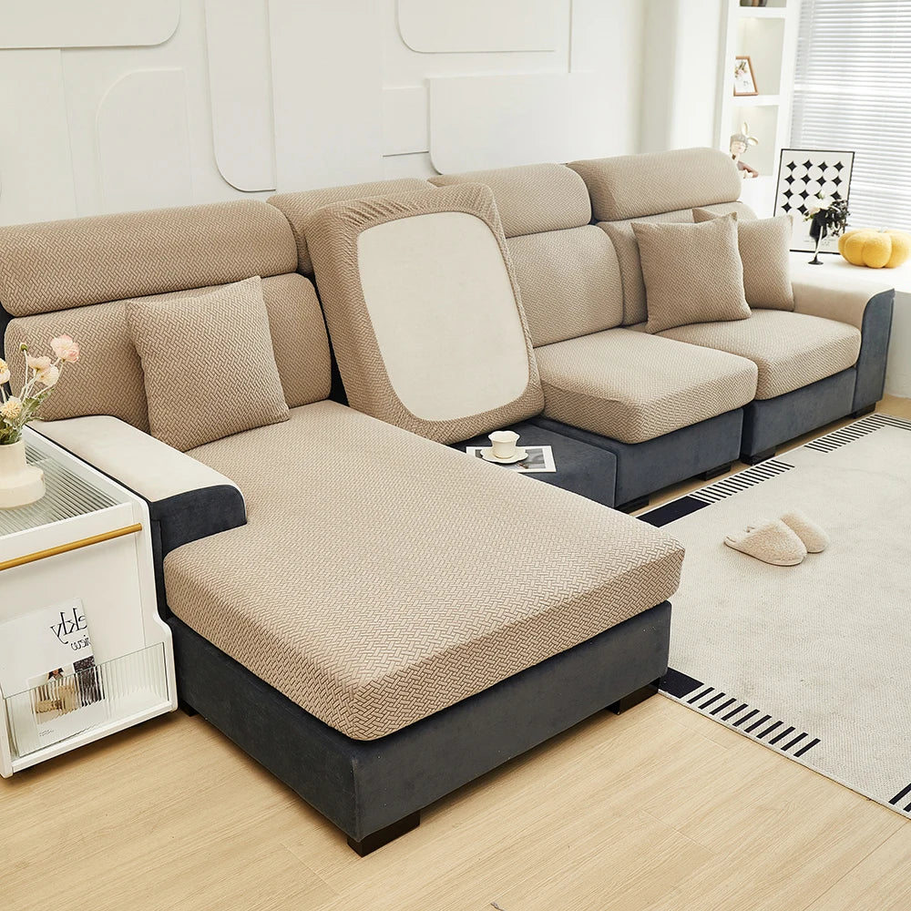 Sofa Decor Milan Twill Stretch Sofa Slipcover lifestyle product image for jacquard sofa slipcover in the UK - 13 colour, 1 size