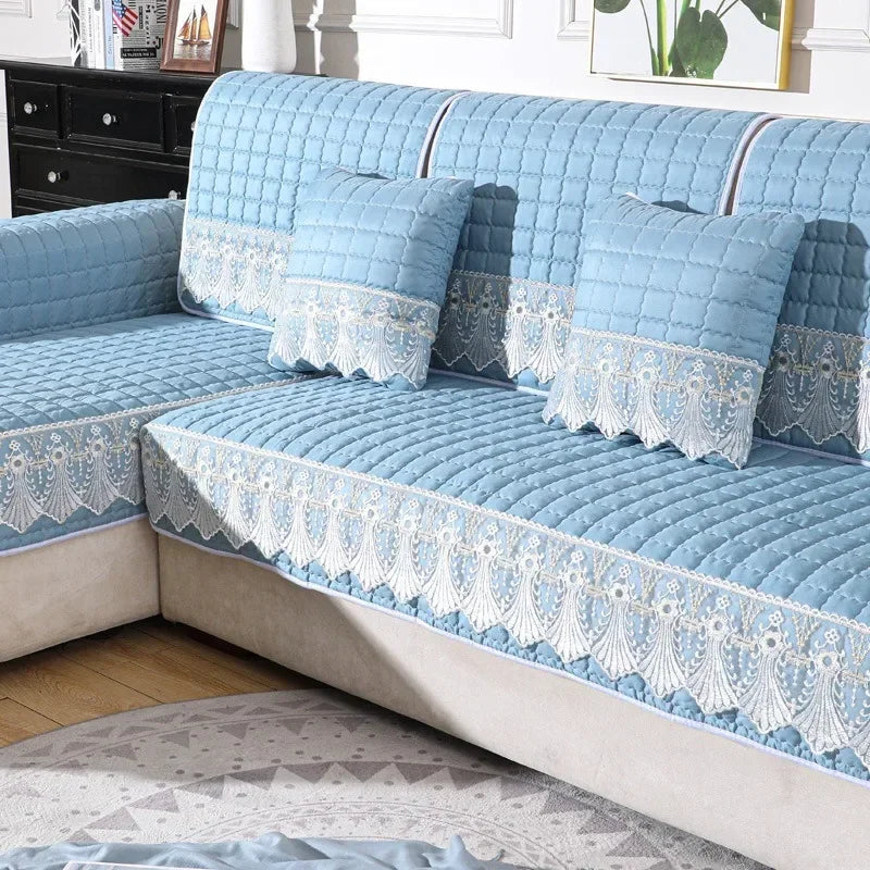 Sofa Decor Willow Brushed Sofa Seat Cover lifestyle product image for sofa cushion cover in the UK - dark greeb / 90x180cm 1pc