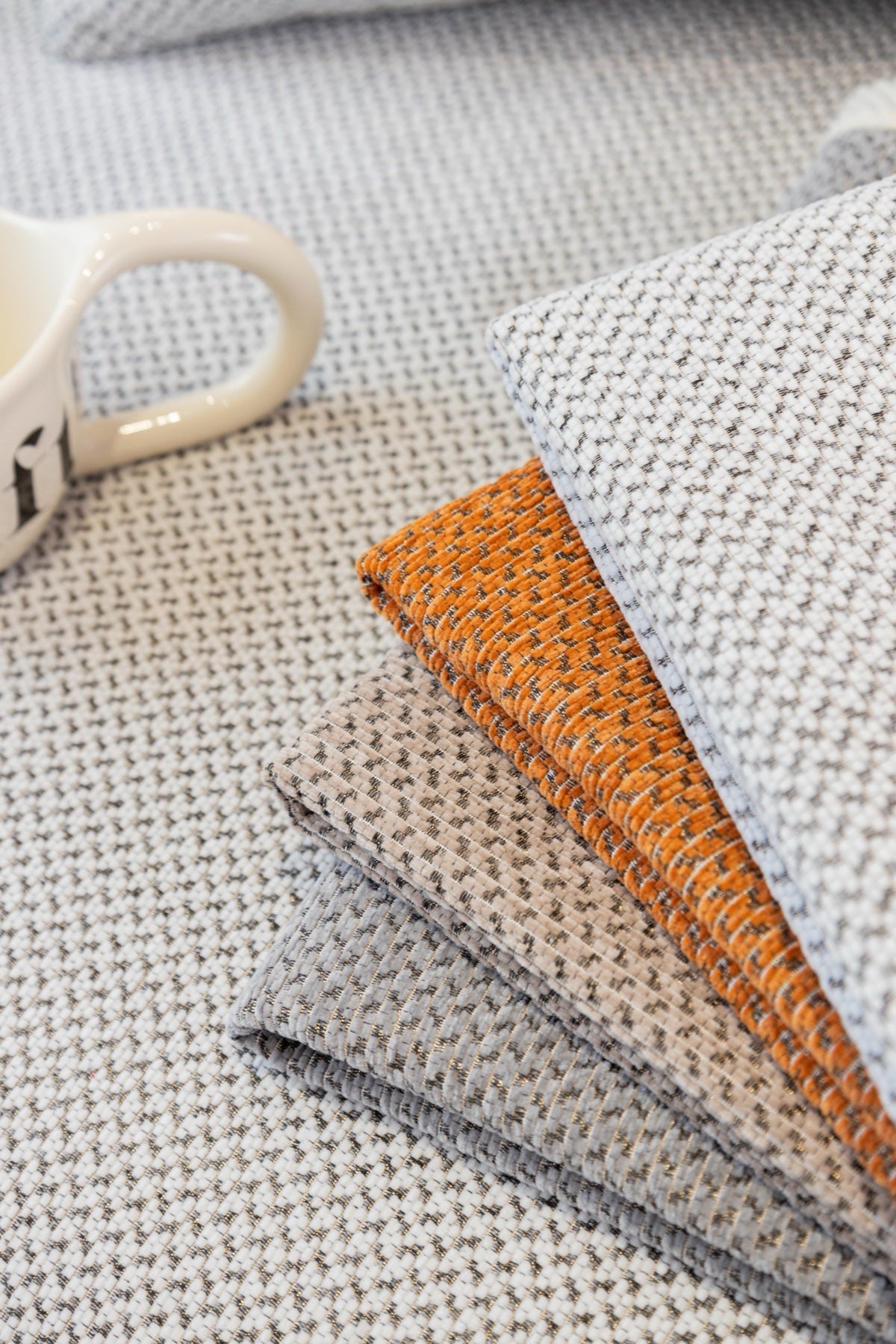 Sofa Decor Alessia Woven Chenille Sofa Seat Cover in Ivory Grey - detail image for chenille sofa cover pieces in the UK