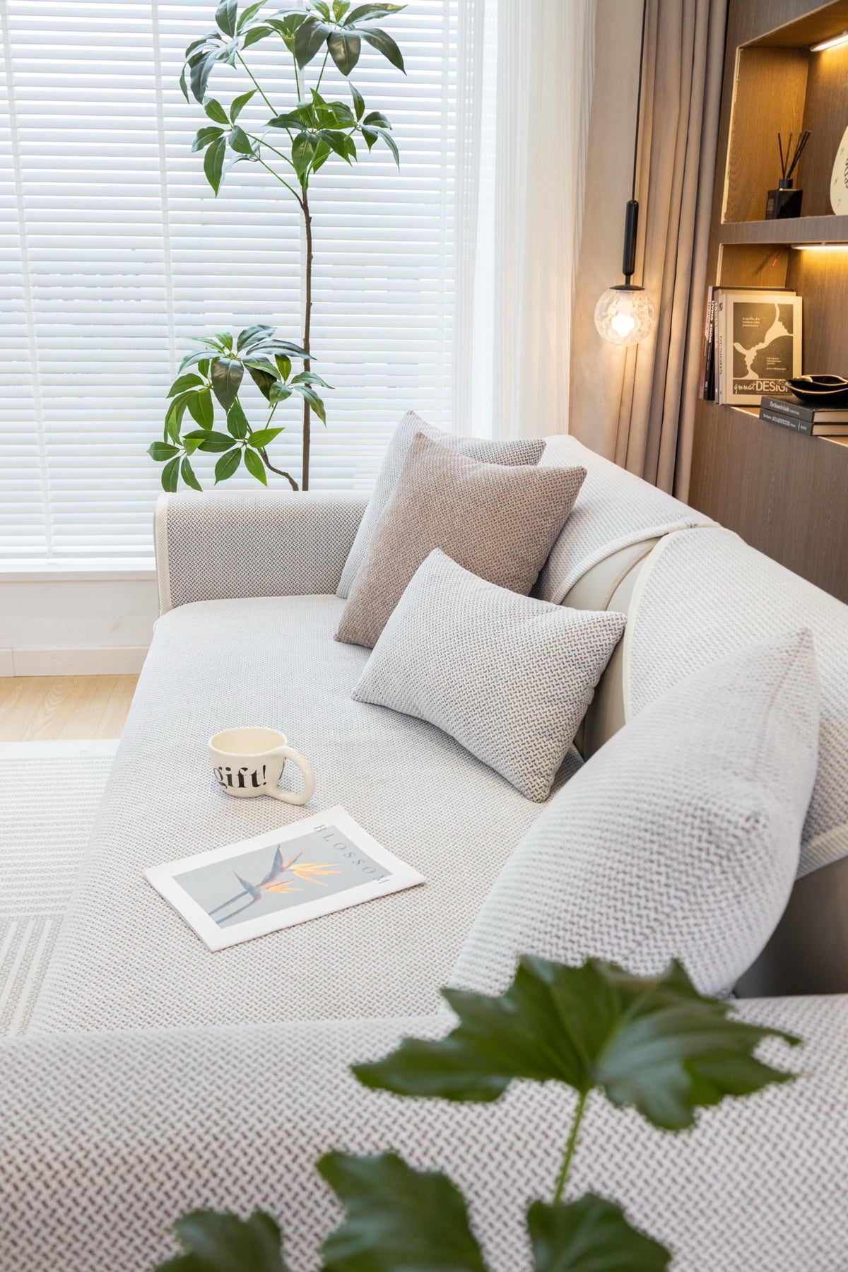 Sofa Decor Alessia Woven Chenille Sofa Seat Cover in Ivory Grey - detail image for chenille sofa cover pieces in the UK