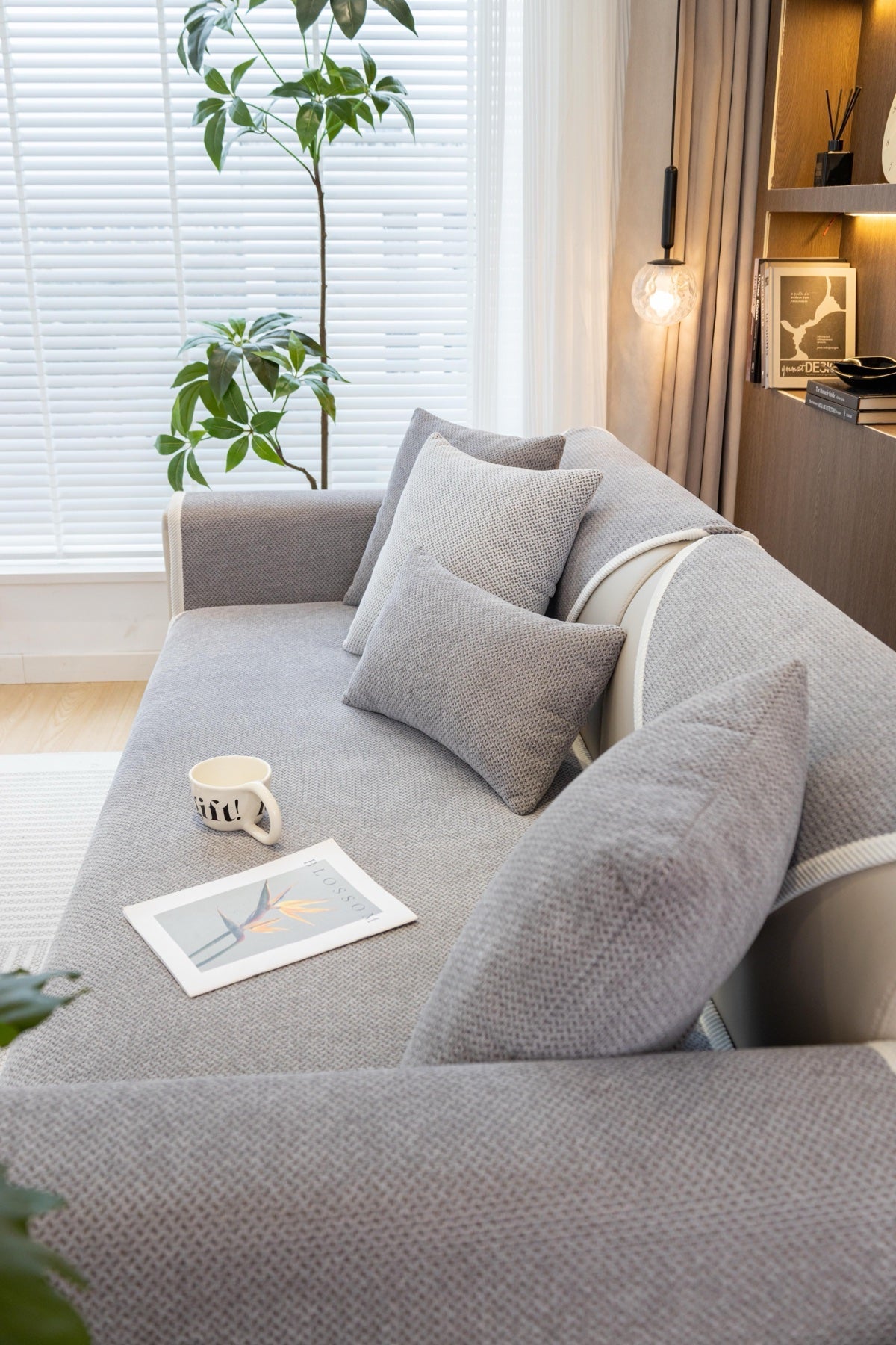 Sofa Decor Alessia Woven Chenille Sofa Seat Cover in Silver Grey - detail image for chenille sofa cover pieces in the UK