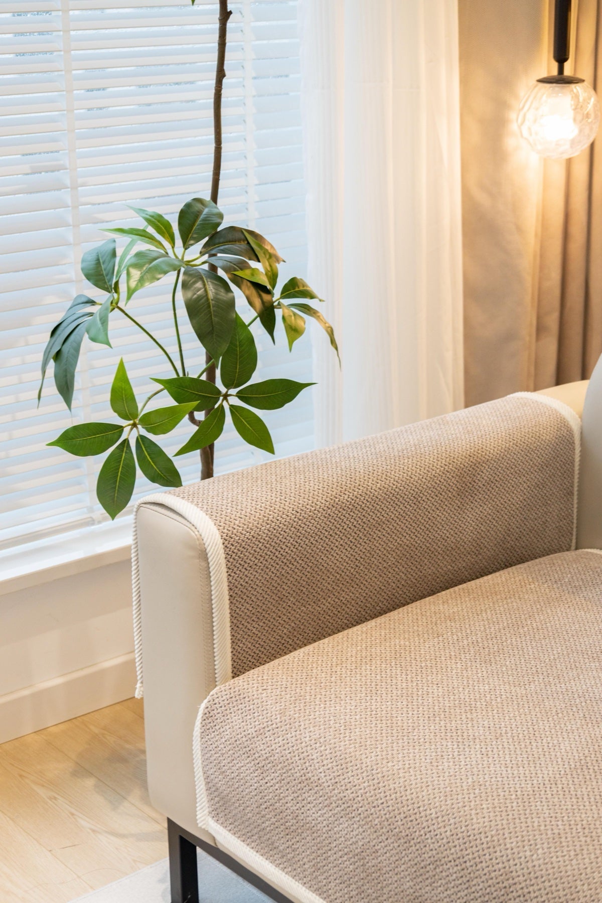 Sofa Decor Alessia Woven Chenille Sofa Seat Cover in Warm Beige - detail image for chenille sofa cover pieces in the UK