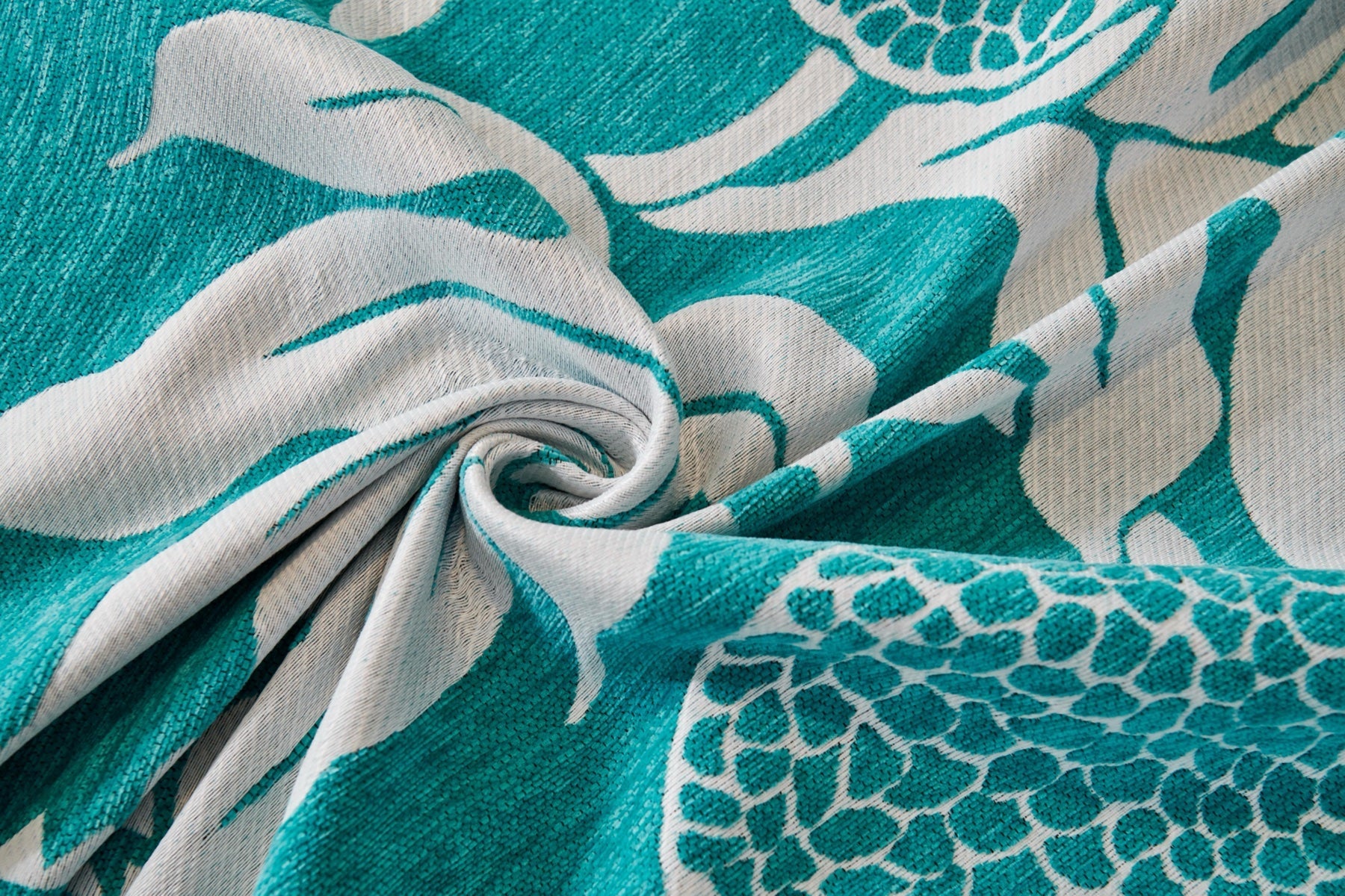Sofa Decor Amalfi Palm Jacquard Sofa Throw Cover in Aqua Palm - palm jacquard sofa throw cover fabric and edge detail in the UK, image 30