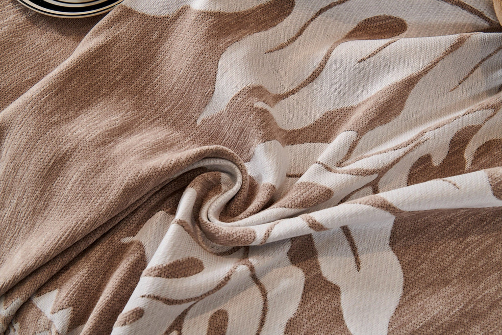 Sofa Decor Amalfi Palm Jacquard Sofa Throw Cover in Mocha Palm - palm jacquard sofa throw cover fabric and edge detail in the UK, image 15