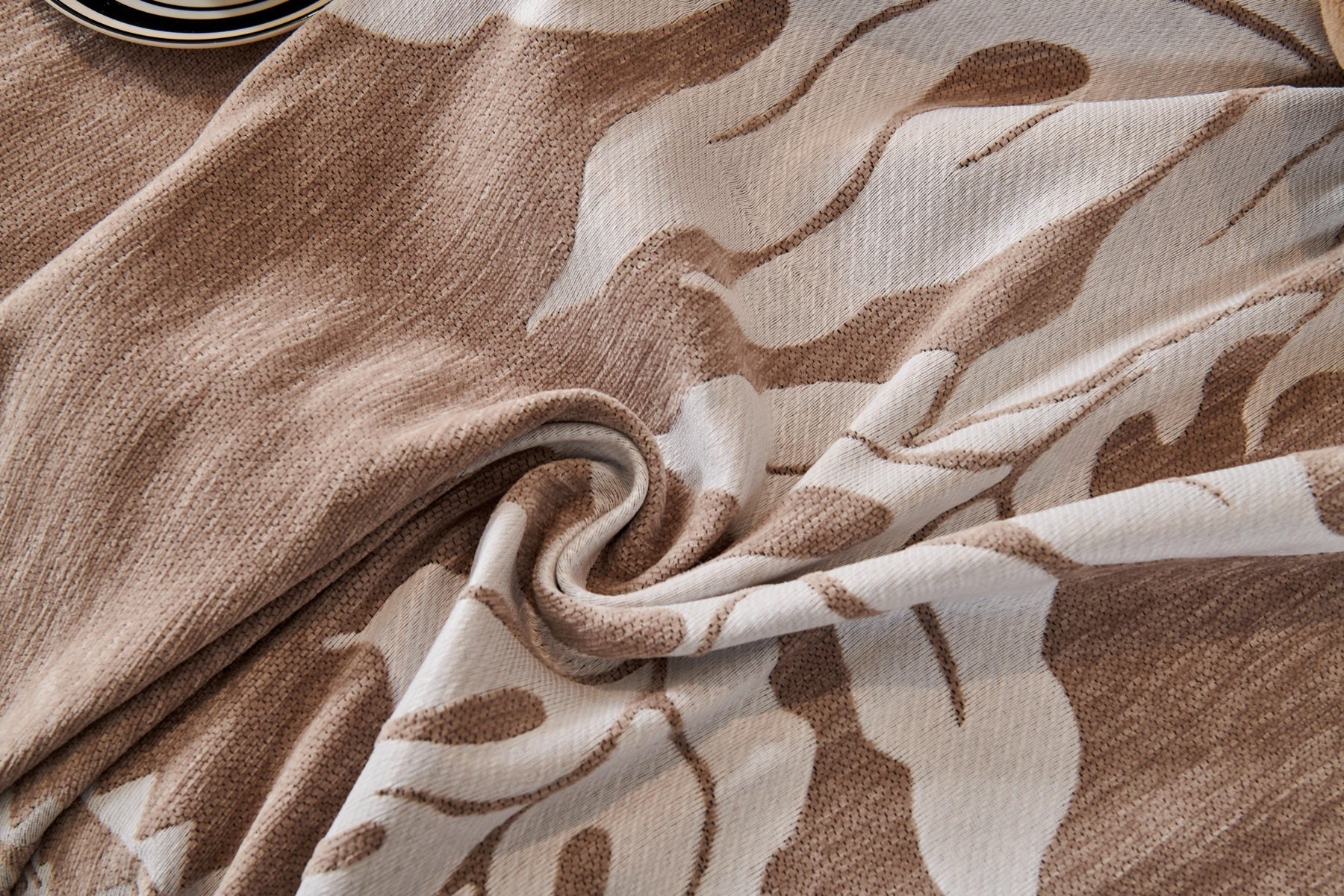 Sofa Decor Amalfi Palm Jacquard Sofa Throw Cover in Mocha Palm - palm jacquard sofa throw cover fabric and edge detail in the UK, image 15