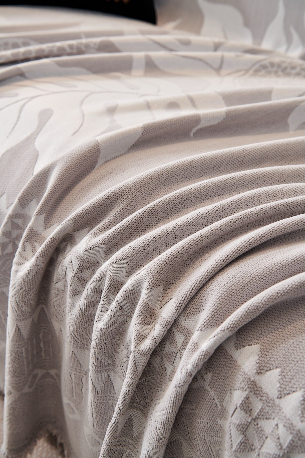 Sofa Decor Amalfi Palm Jacquard Sofa Throw Cover in Silver Palm - palm jacquard sofa throw cover styled couch cover in the UK, image 3
