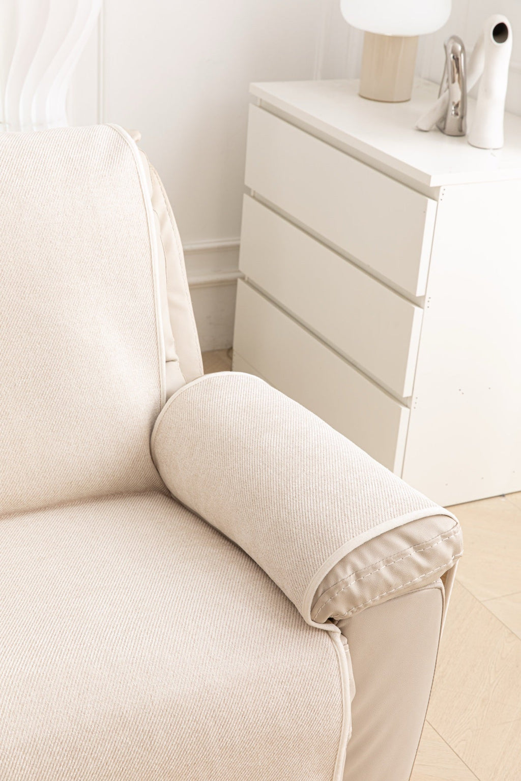 Sofa Decor Aria Textured Armchair Sofa Cover Pieces in Cream White - non slip backing and edge finish for armchair sofa cover pieces in the UK, image 42