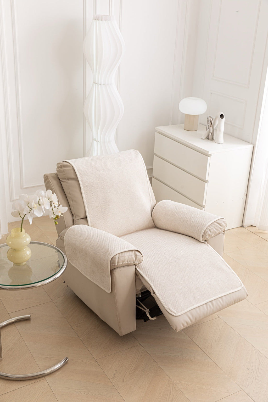 Sofa Decor Aria Textured Armchair Sofa Cover Pieces in Cream White - chair cover piece detail for armchair sofa cover pieces in the UK, image 40