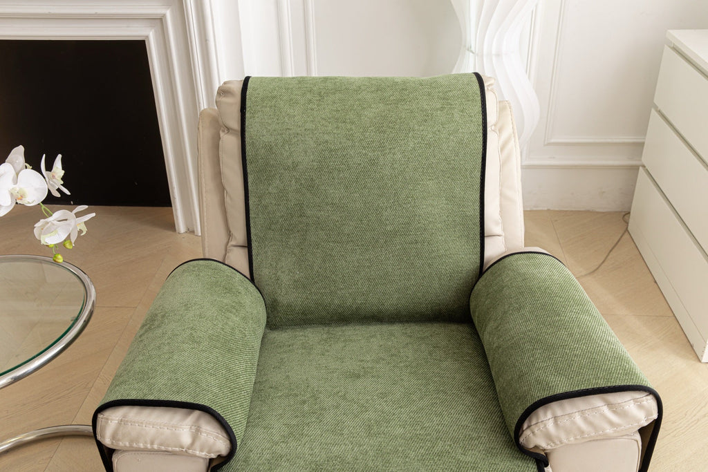 Sofa Decor Aria Textured Armchair Sofa Cover Pieces in Sage Green - chair cover piece detail for armchair sofa cover pieces in the UK, image 3