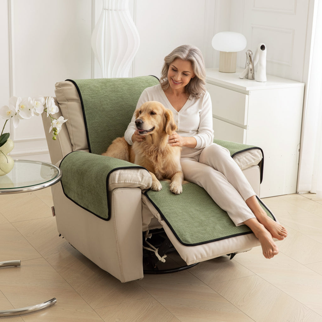 Sofa Decor Aria Textured Armchair Sofa Cover Pieces in Sage Green - armchair seat back and side-rest fit view for armchair sofa cover pieces in the UK, image 1