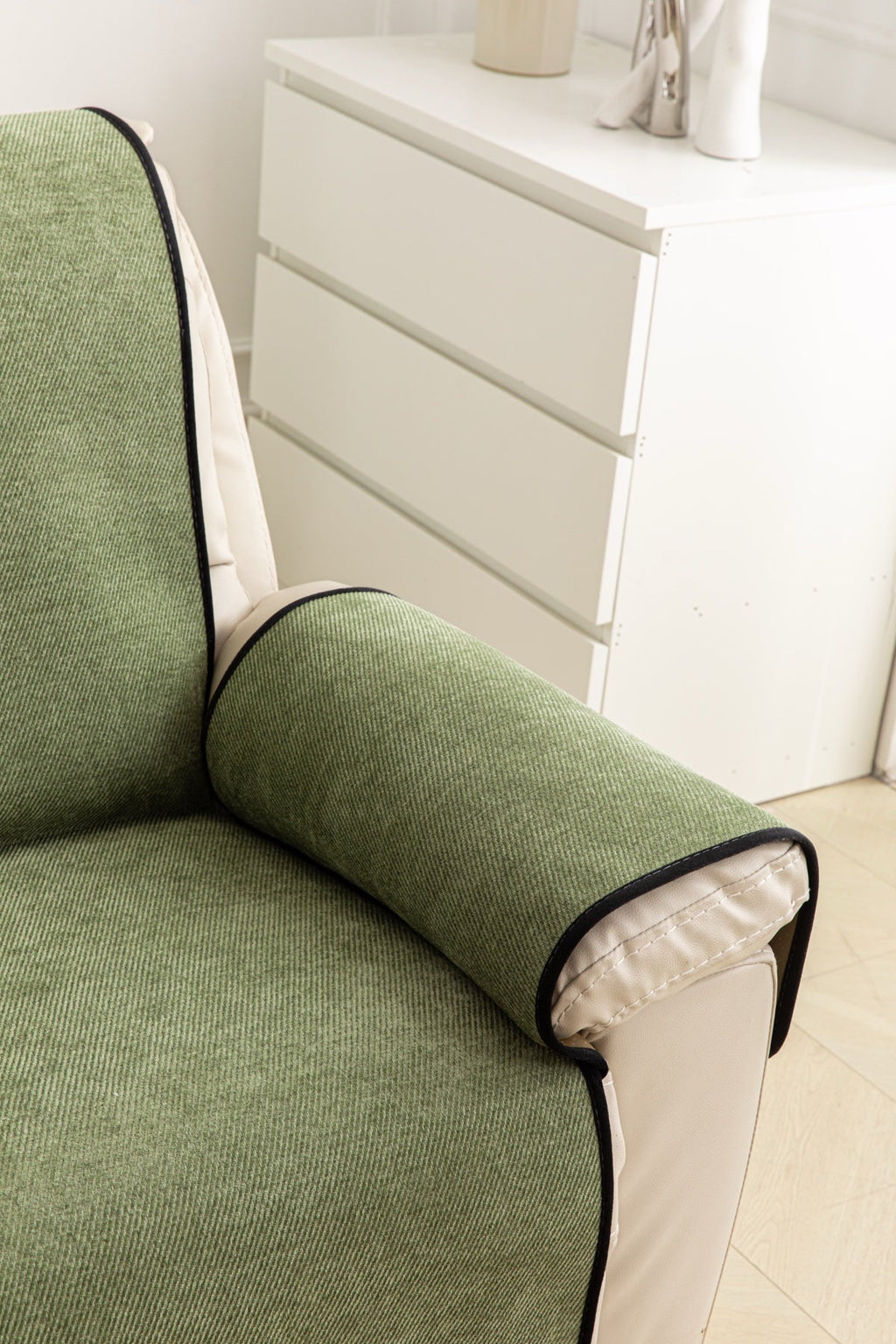Sofa Decor Aria Textured Armchair Sofa Cover Pieces in Sage Green - styled armchair sofa cover piece for armchair sofa cover pieces in the UK, image 4