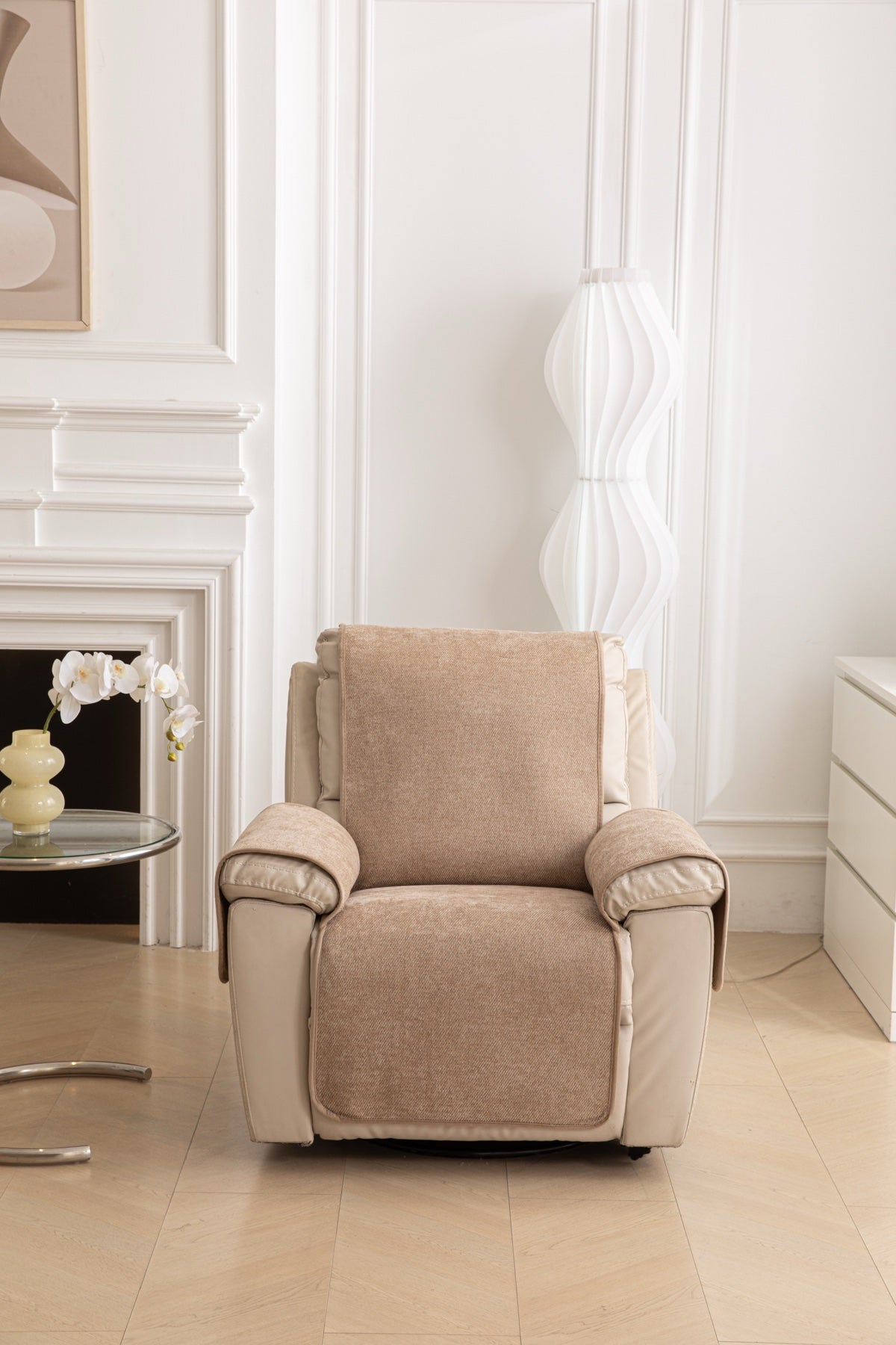 Sofa Decor Aria Textured Armchair Sofa Cover Pieces in Warm Taupe - chair cover piece detail for armchair sofa cover pieces in the UK, image 13