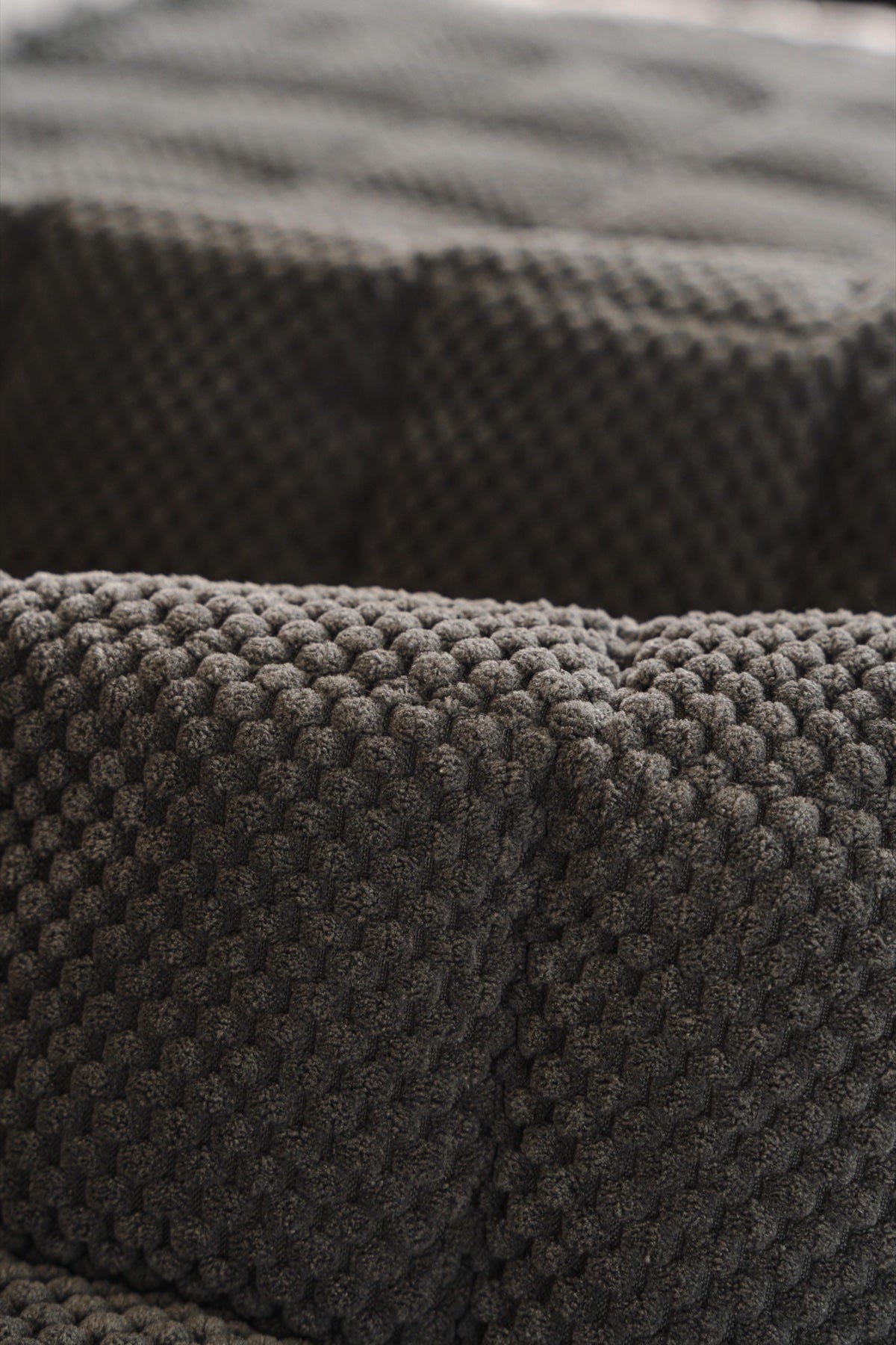 Sofa Decor Aspen Quilted Sherpa Sofa Seat Cover in Charcoal Grey Sherpa - quilted fabric and sherpa edge detail for quilted sofa seat covers in the UK