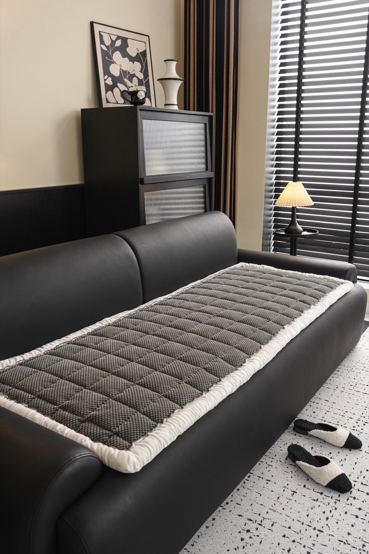 Sofa Decor Aspen Quilted Sherpa Sofa Seat Cover in Charcoal Grey Sherpa - styled quilted sofa seat cover for quilted sofa seat covers in the UK