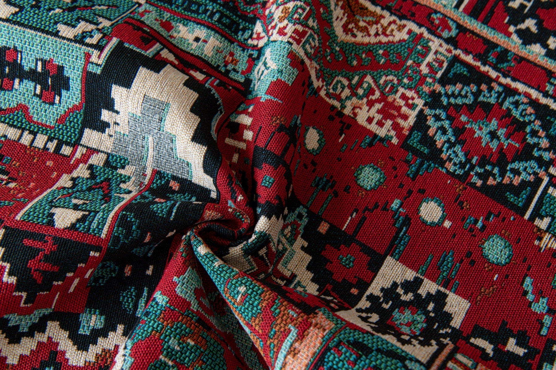 Sofa Decor Atlas Kilim Fringe Sofa Cover Piece - fabric texture and fringe detail for kilim fringe sofa cover piece in the UK, image 11
