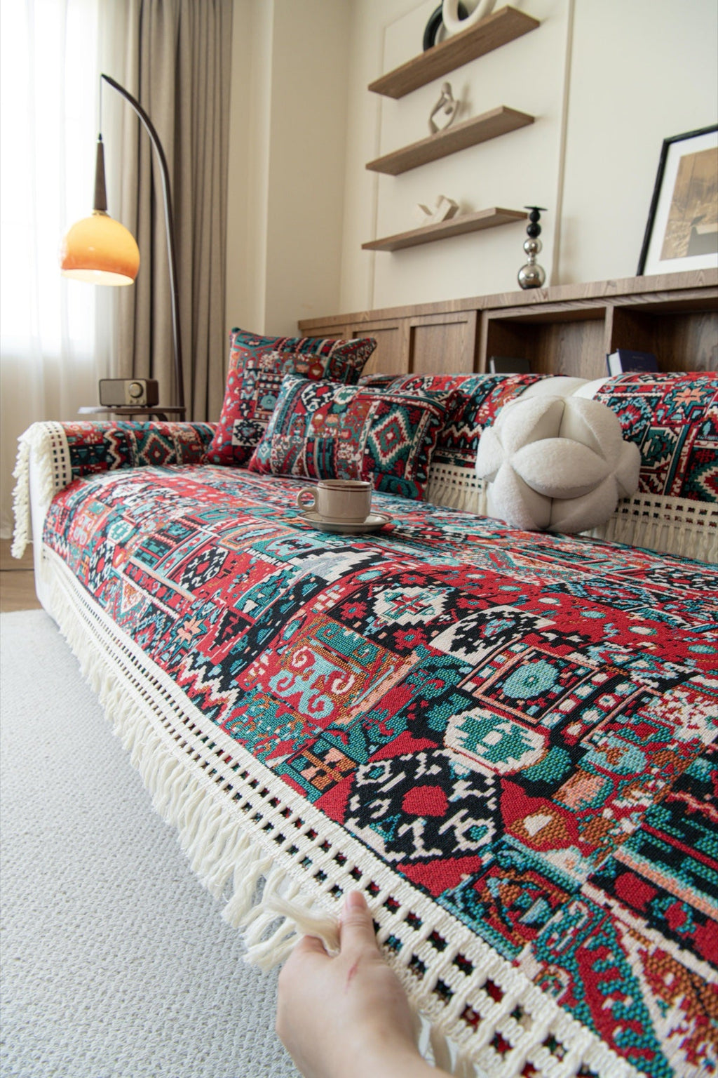 Sofa Decor Atlas Kilim Fringe Sofa Cover Piece - kilim sofa cover piece styling for kilim fringe sofa cover piece in the UK, image 1