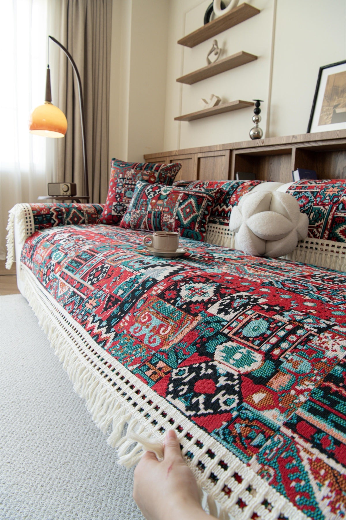 Sofa Decor Atlas Kilim Fringe Sofa Cover Piece - kilim sofa cover piece styling for kilim fringe sofa cover piece in the UK, image 1
