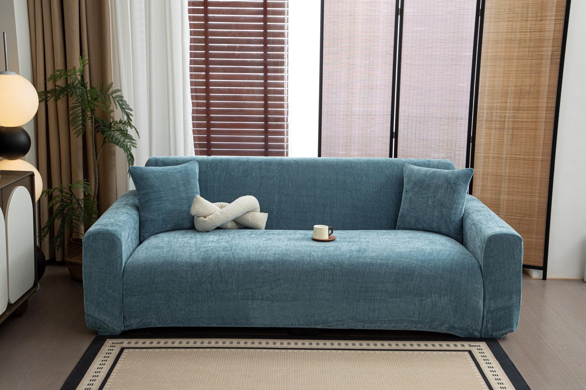 Sofa Decor Marlow Chenille Stretch Sofa Cover lifestyle product image for weather resistant sofa cover in the UK