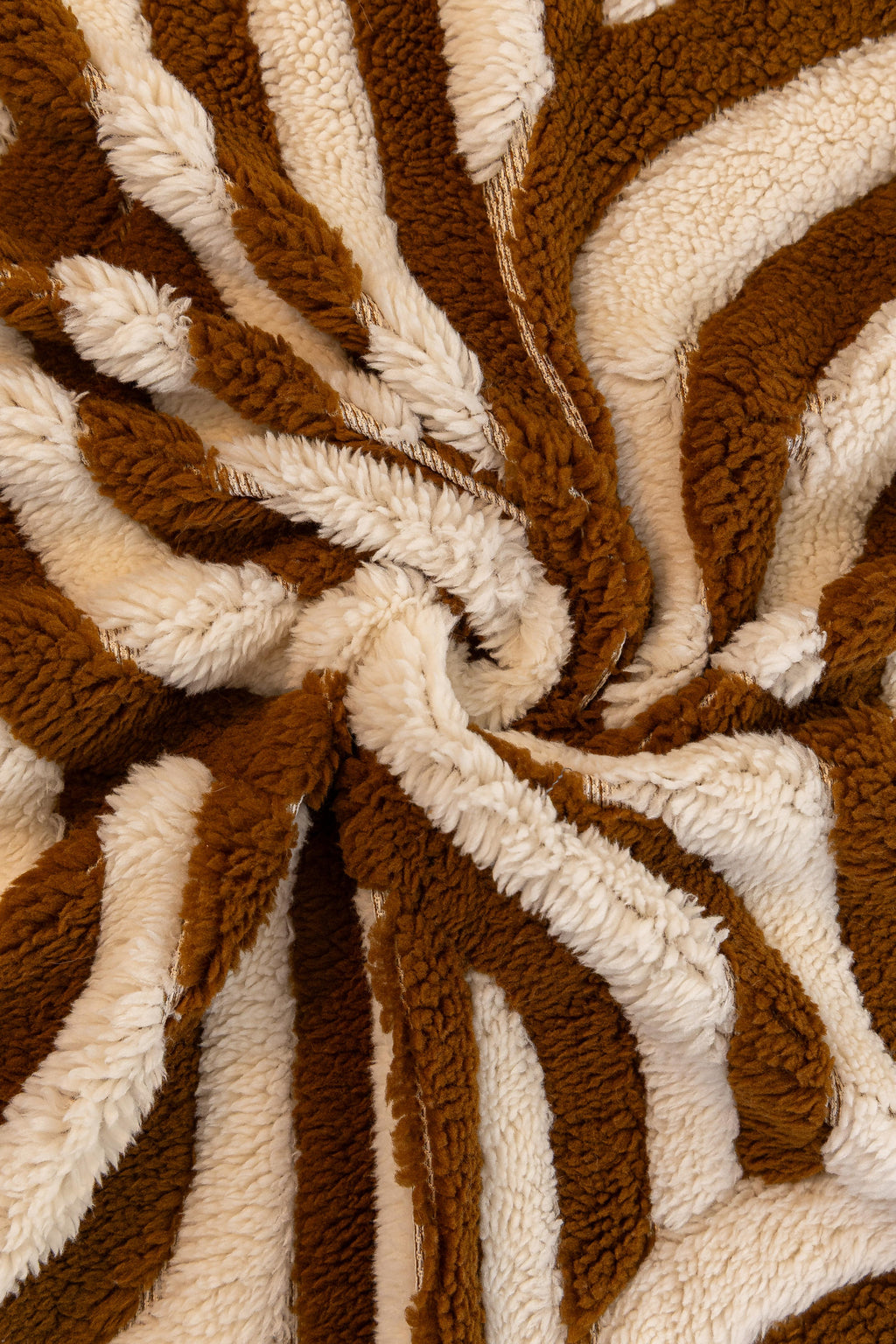 Sofa Decor Riviera Wave Stripe Sofa Cover in Brown Cream - fabric detail image for plush patterned couch covers in the UK