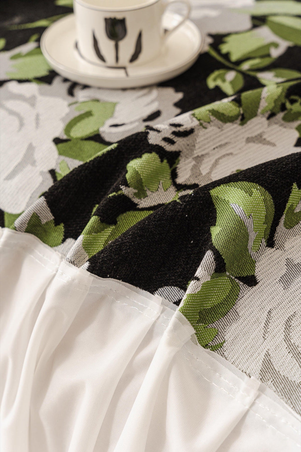 Sofa Decor Camellia Skirted Floral Sofa Throw Cover in Midnight Floral - floral fabric and skirt edge detail for floral sofa throw covers in the UK