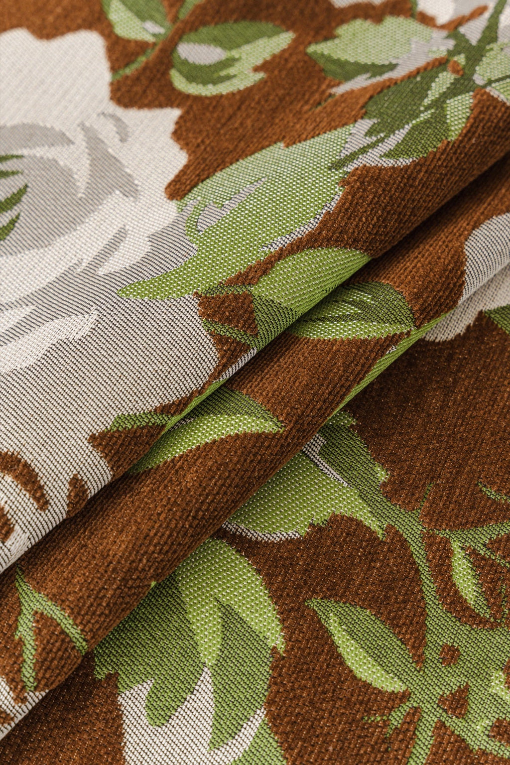 Sofa Decor Camellia Skirted Floral Sofa Throw Cover in Olive Cocoa Floral - floral fabric and skirt edge detail for floral sofa throw covers in the UK