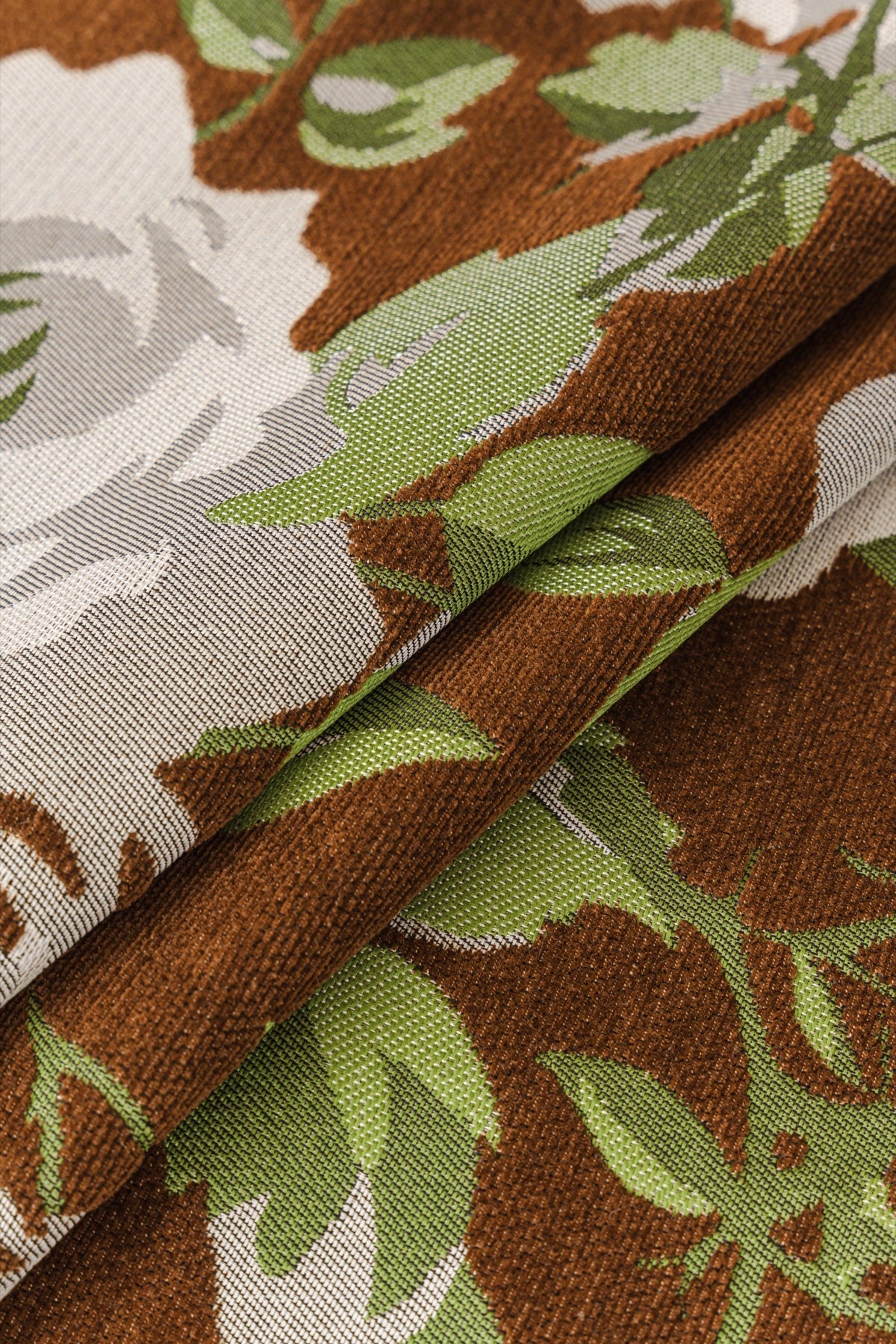 Sofa Decor Camellia Skirted Floral Sofa Throw Cover in Olive Cocoa Floral - floral fabric and skirt edge detail for floral sofa throw covers in the UK