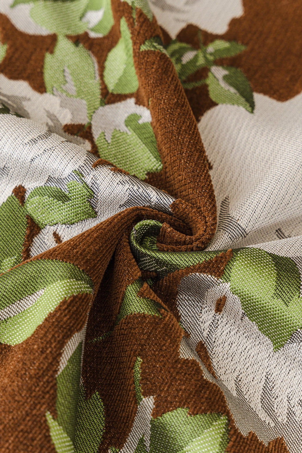 Sofa Decor Camellia Skirted Floral Sofa Throw Cover in Olive Cocoa Floral - floral fabric and skirt edge detail for floral sofa throw covers in the UK