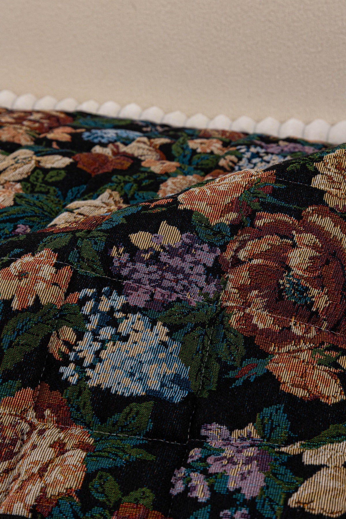 Sofa Decor Celeste Floral Jacquard Sofa Seat Cover in Midnight Garden Floral - floral jacquard fabric detail for floral sofa seat covers in the UK
