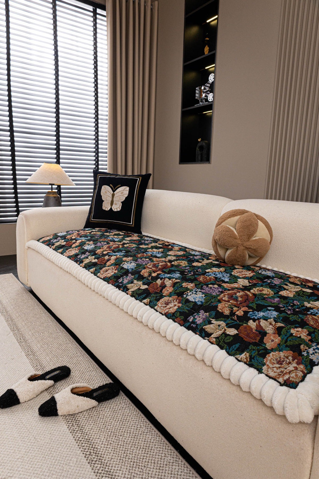 Sofa Decor Celeste Floral Jacquard Sofa Seat Cover in Midnight Garden Floral - styled sofa seat cover for floral sofa seat covers in the UK
