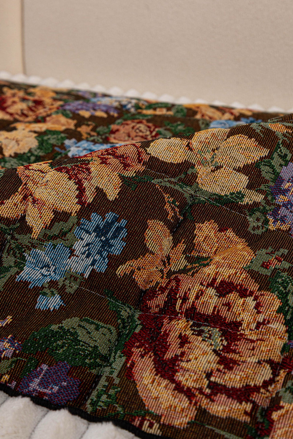 Sofa Decor Celeste Floral Jacquard Sofa Seat Cover in Midnight Garden Floral - floral jacquard fabric detail for floral sofa seat covers in the UK