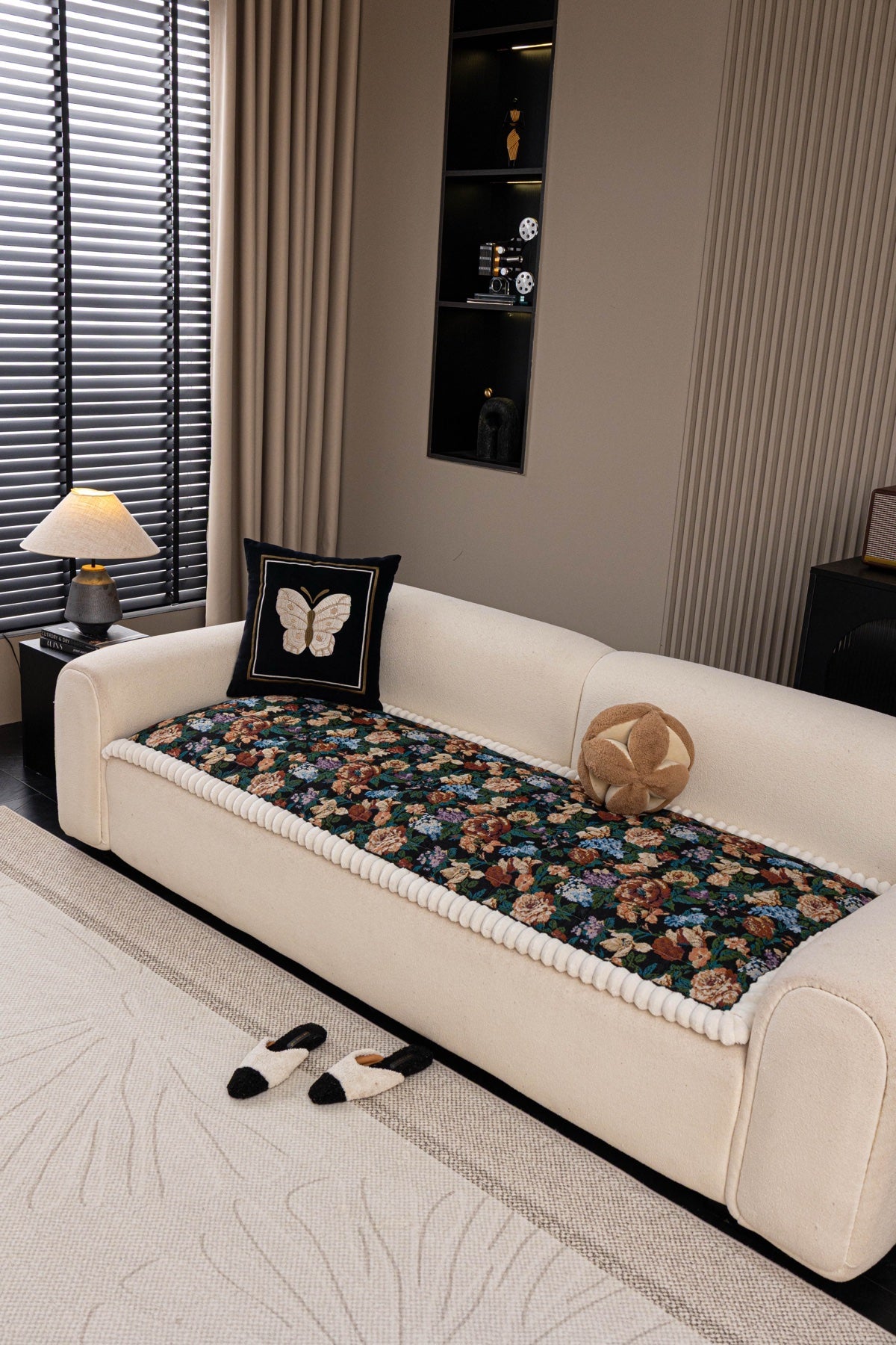 Sofa Decor Celeste Floral Jacquard Sofa Seat Cover in Midnight Garden Floral - styled sofa seat cover for floral sofa seat covers in the UK