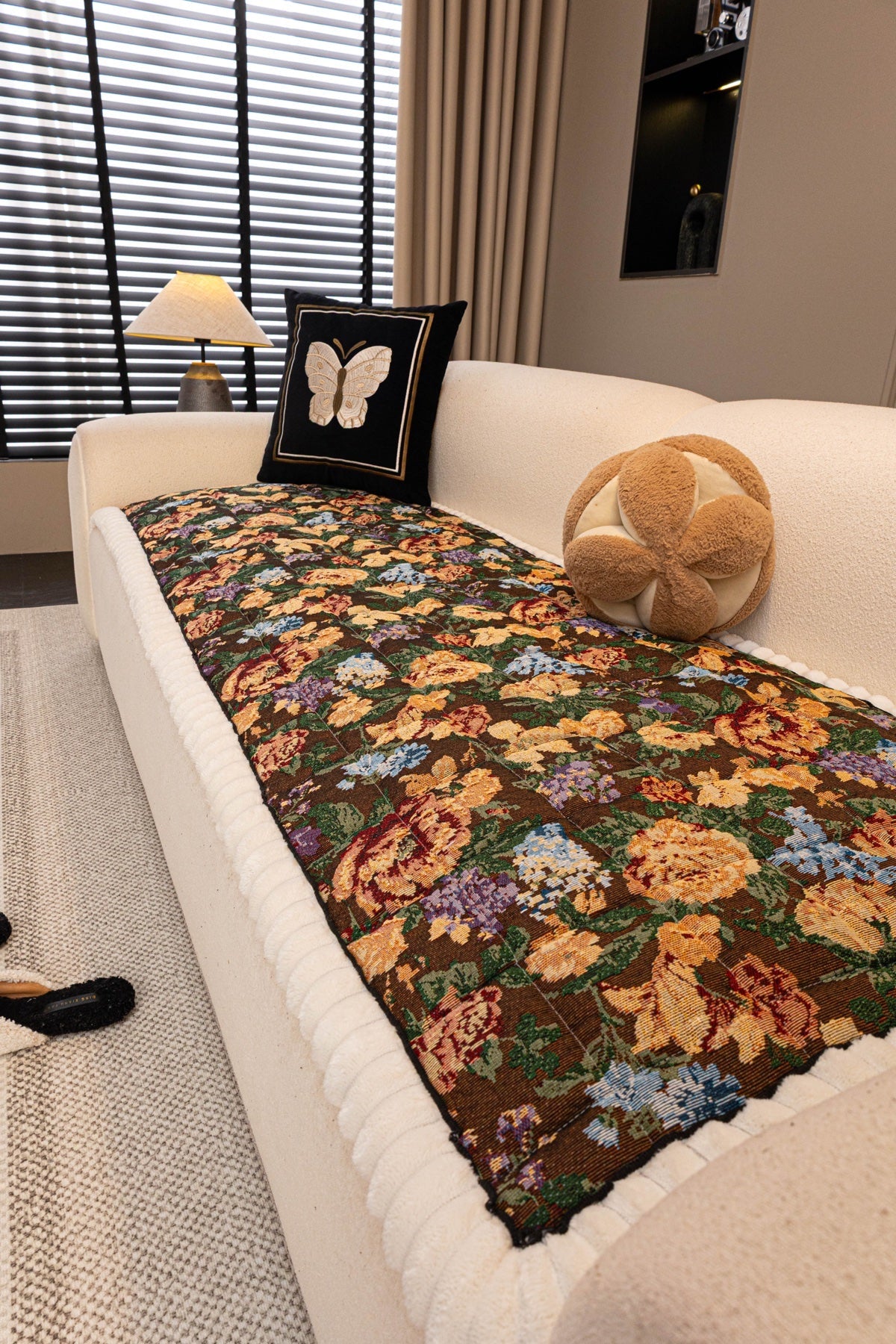 Sofa Decor Celeste Floral Jacquard Sofa Seat Cover in Midnight Garden Floral - styled sofa seat cover for floral sofa seat covers in the UK
