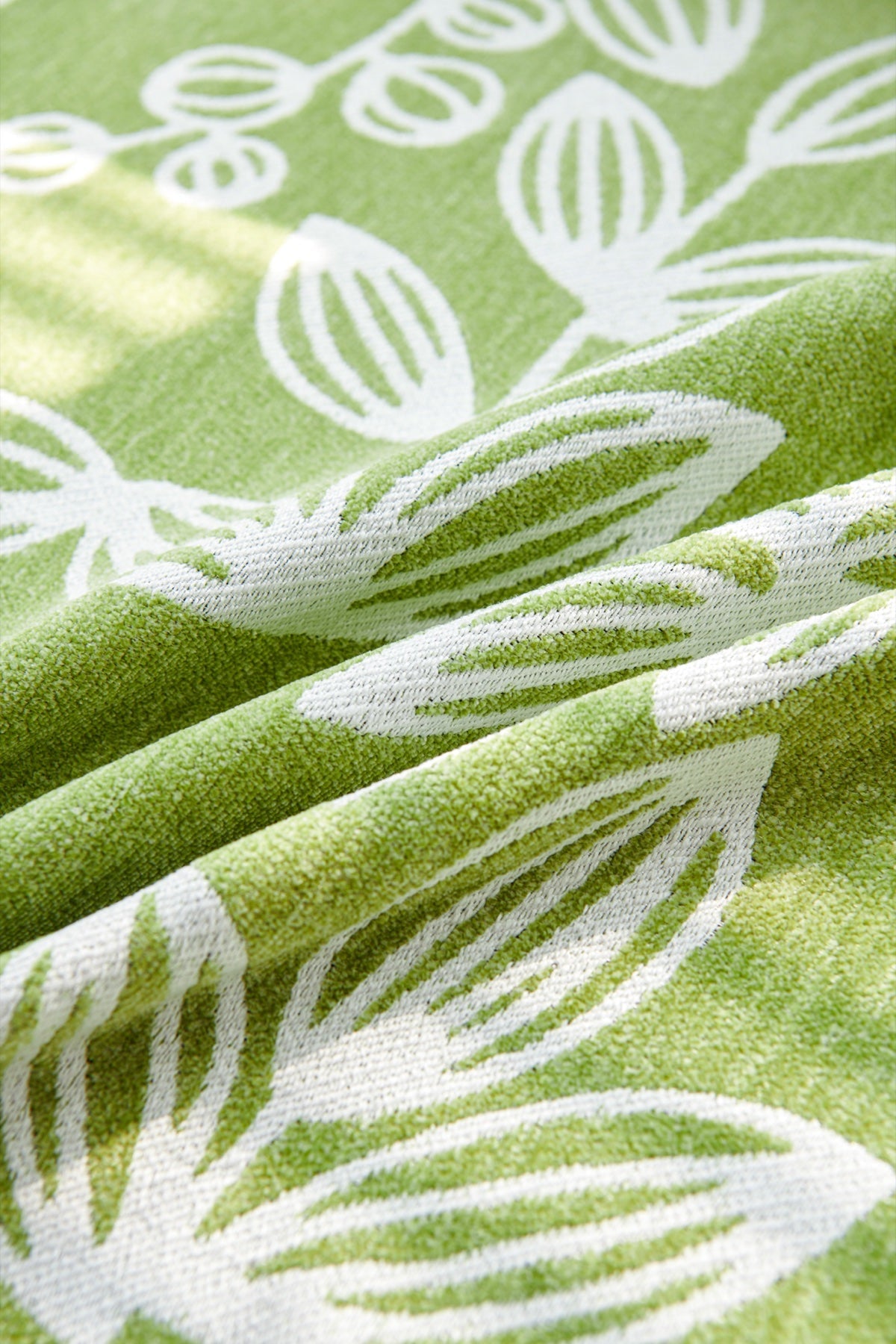 Sofa Decor Celia Floral Vine Fringe Sofa Throw Cover in Apple Green - floral vine sofa throw cover fabric and edge detail in the UK, image 24