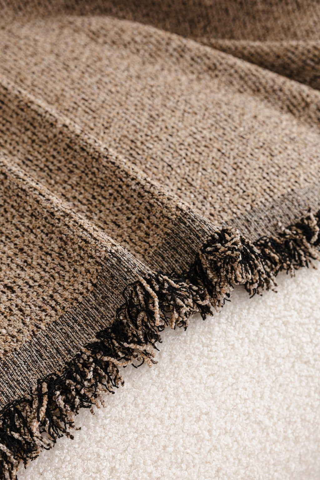 Sofa Decor Como Textured Boucle Fringe Sofa Throw Cover sofa throw cover in the UK - colour and texture view 5