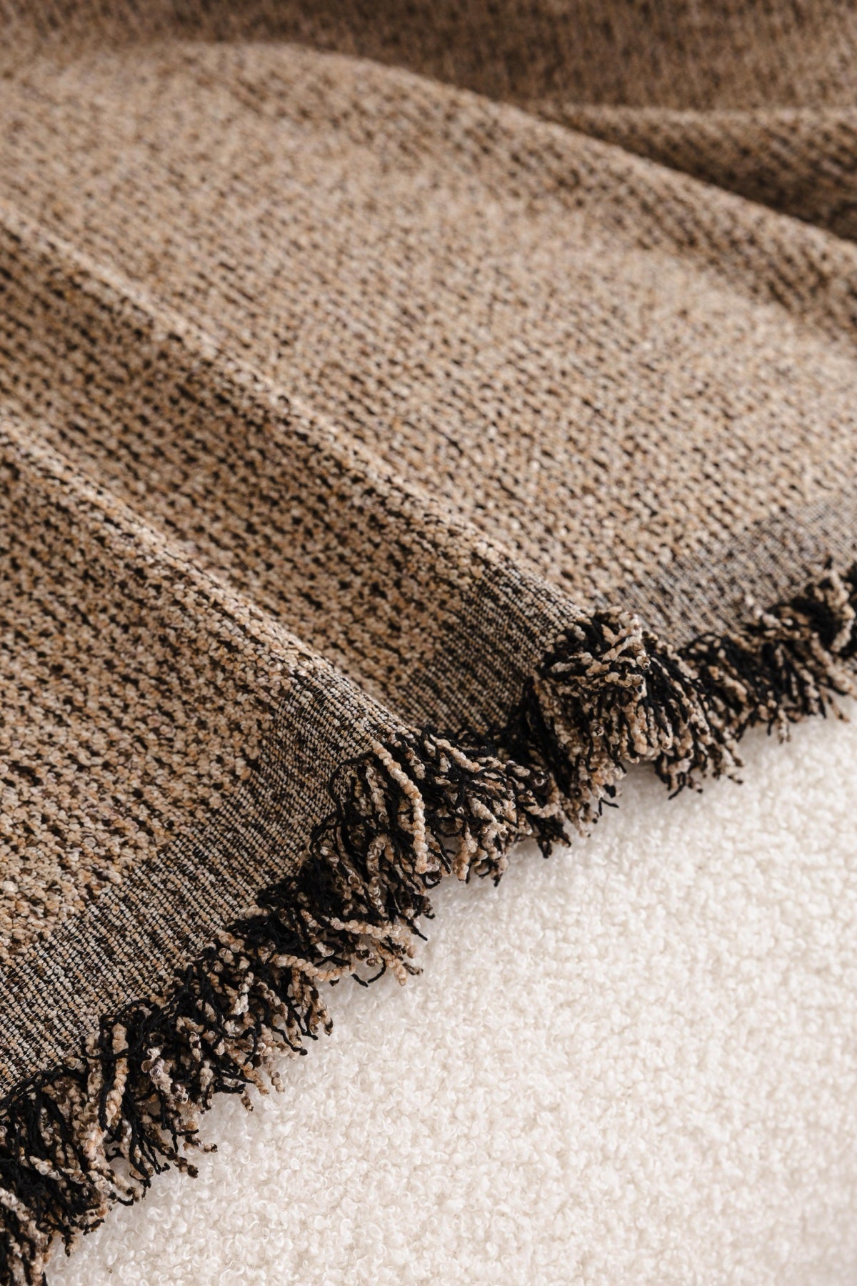 Sofa Decor Como Textured Boucle Fringe Sofa Throw Cover sofa throw cover in the UK - colour and texture view 5