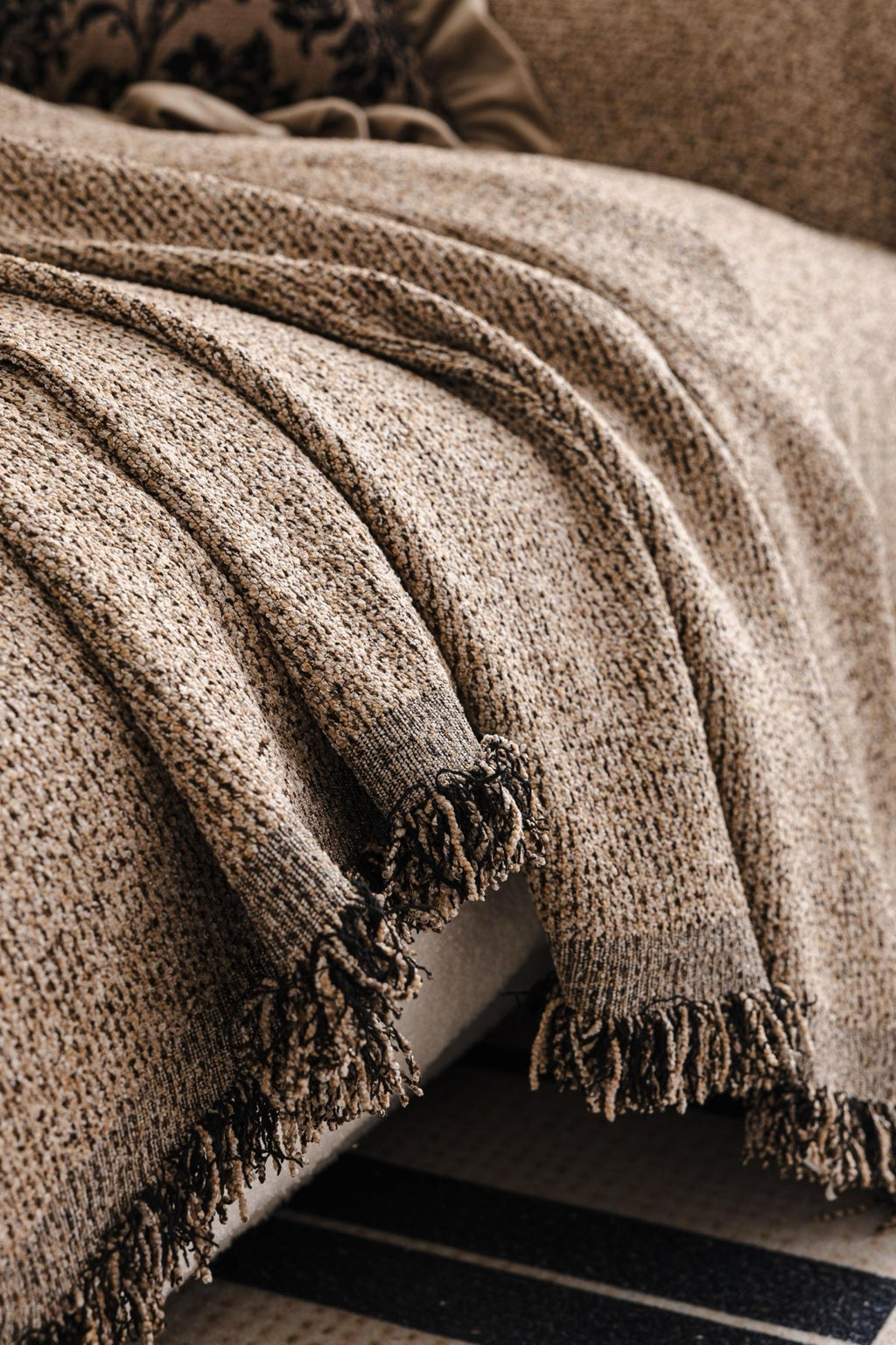 Sofa Decor Como Textured Boucle Fringe Sofa Throw Cover sofa throw cover in the UK - colour and texture view 7