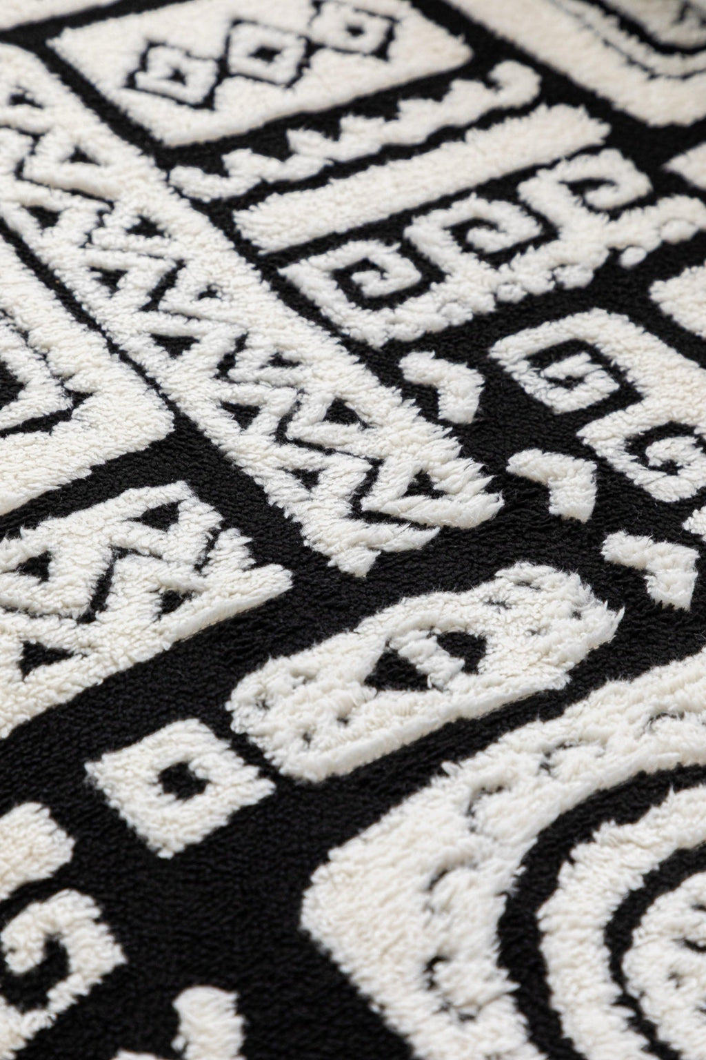 Sofa Decor Elara Geometric Plush Sofa Seat Cover in Black Ivory - detail image for geometric plush couch cover pieces in the UK