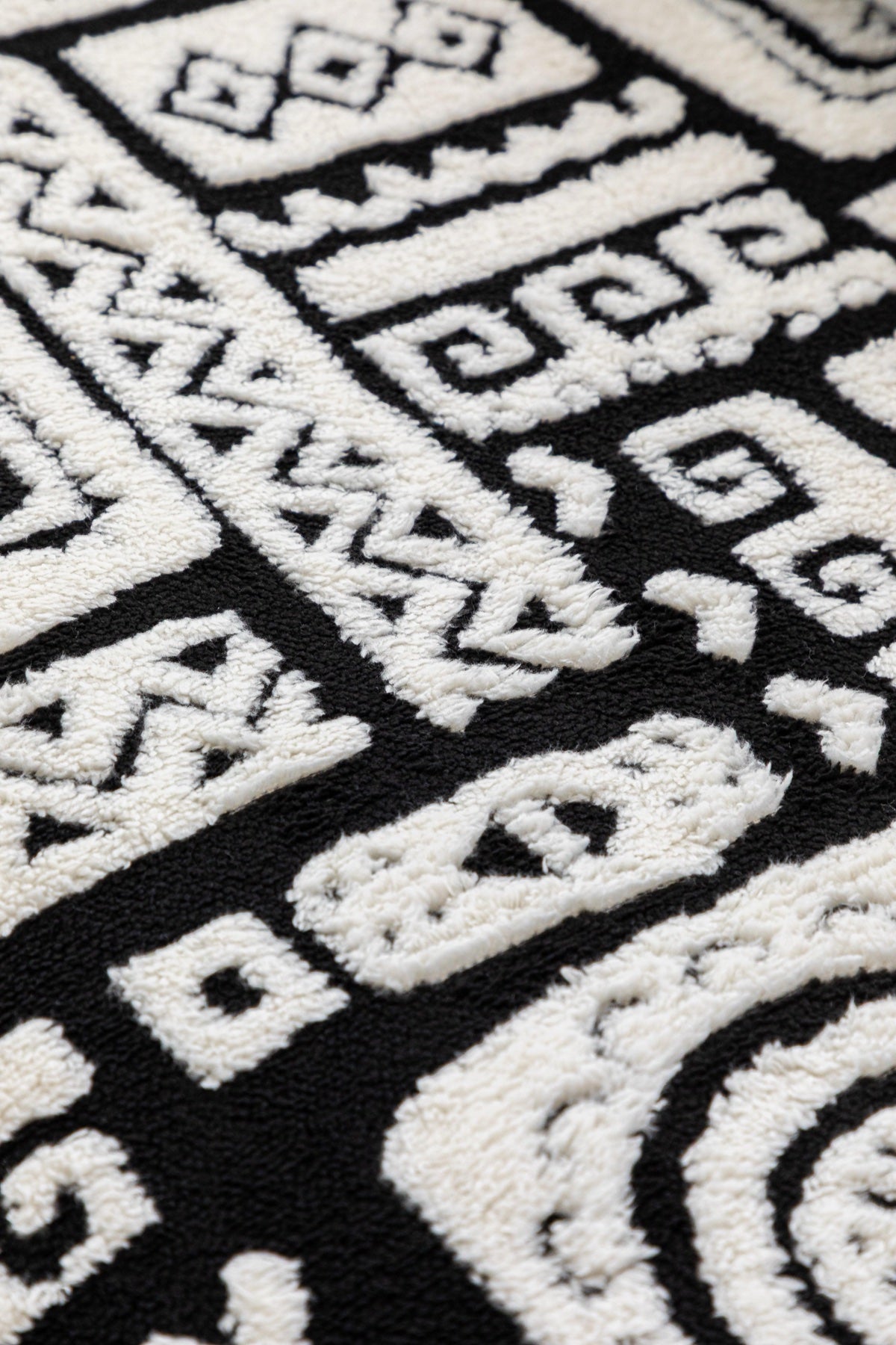 Sofa Decor Elara Geometric Plush Sofa Seat Cover in Black Ivory - detail image for geometric plush couch cover pieces in the UK