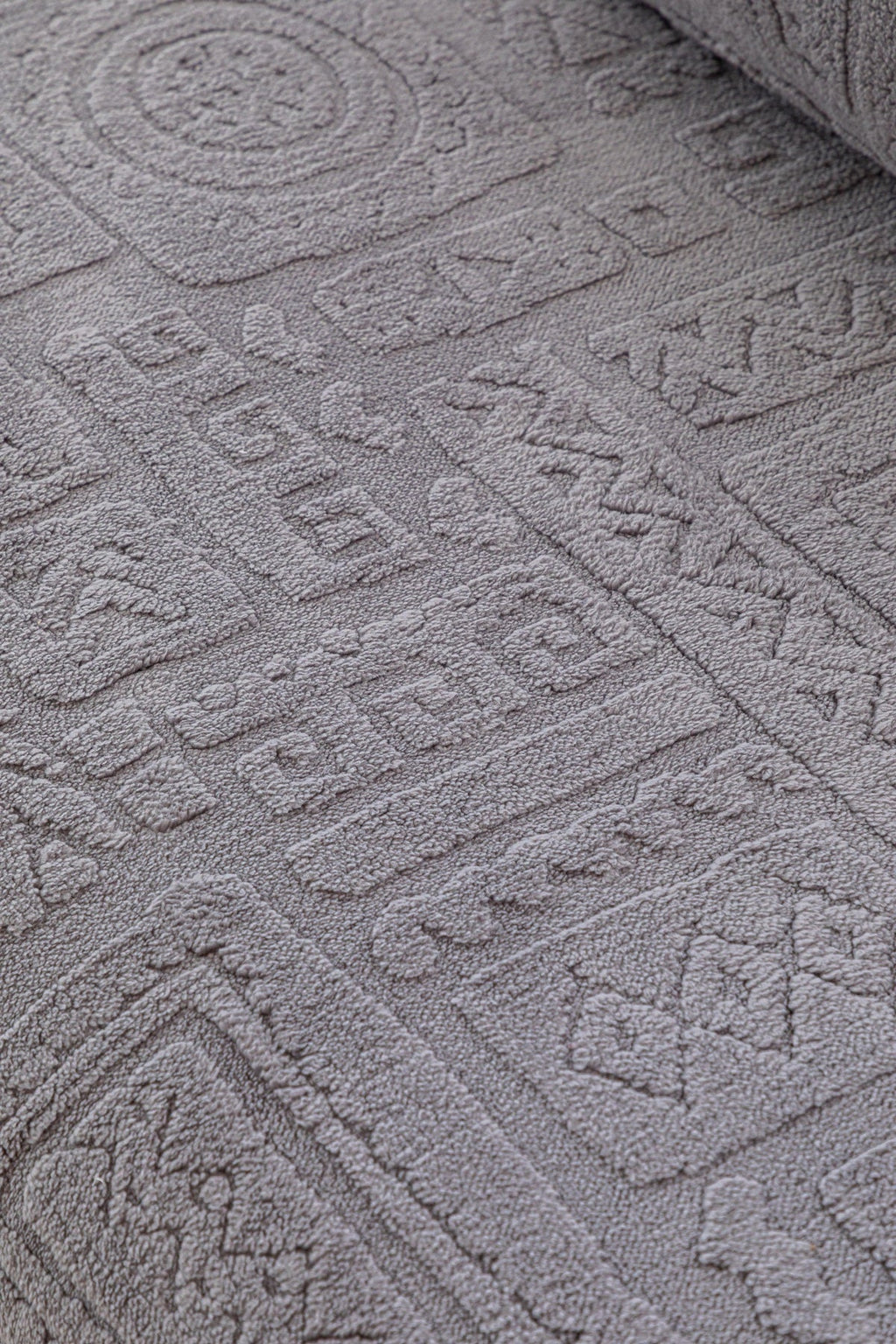 Sofa Decor Elara Geometric Plush Sofa Seat Cover in Slate Grey - detail image for geometric plush couch cover pieces in the UK